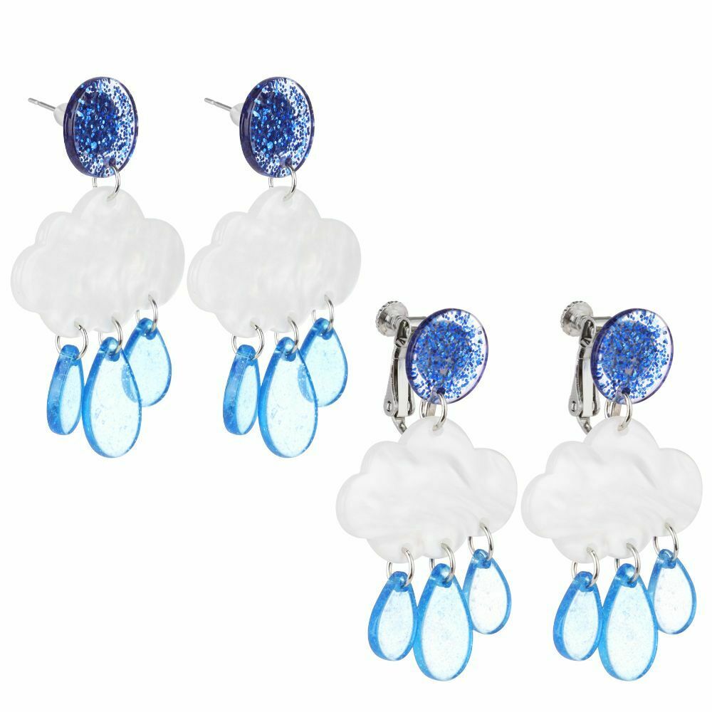 Ear Clip Fashion Jewelry Creative Cloud Earrings Raindrop Short Acrylic