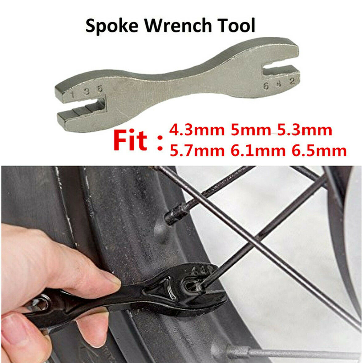 6-Size Spoke Wrench Tool For Rim Wheel Dirtbike Motorcycle Bike Bicycle ATV UTV