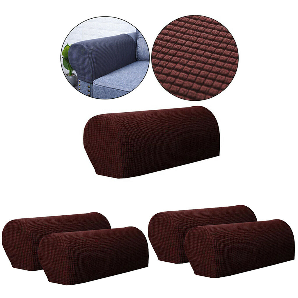 2 Pairs Stretch Sofa Cover, High Elastic Polyester Sofa Cover / Dark Coffee
