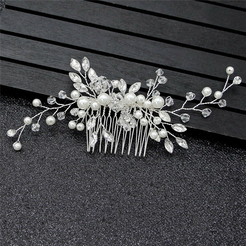 Crystal Pearls Women Hair Jewelry Wedding Hair Comb Bridal Headpiece.l8