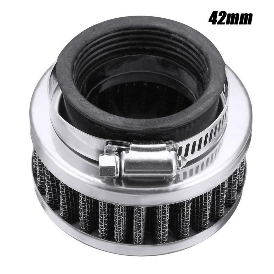 Motorcycle Scooter ATV 42mm Air Intake Filter Cleaner w/ Clamp Stainless Steel