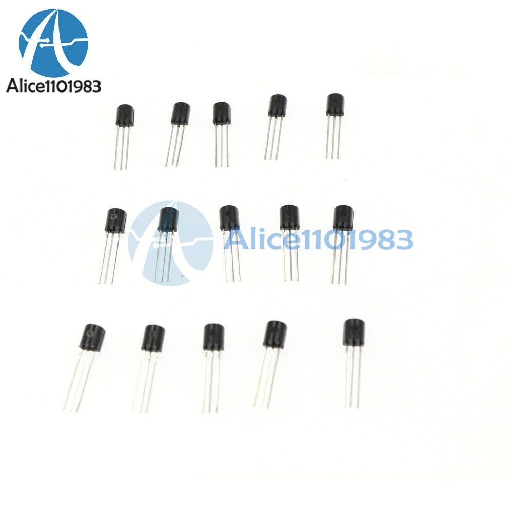 600PCS 15 Values x 40 Pcs Assorted Transistor TO-92 Assortment Box Kit