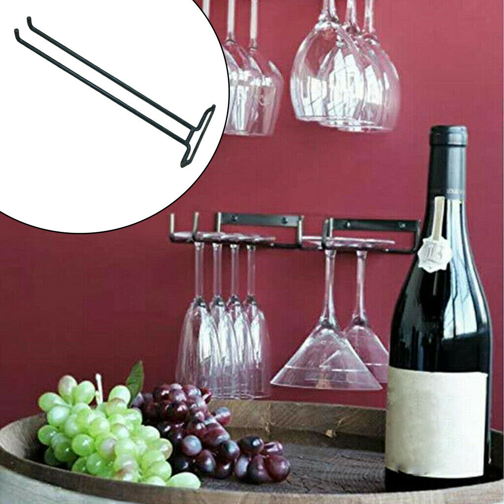 2X Home Under Cabinet Wine Glass Rack Cup Goblet Stemware Hanger Shelf Kitchen