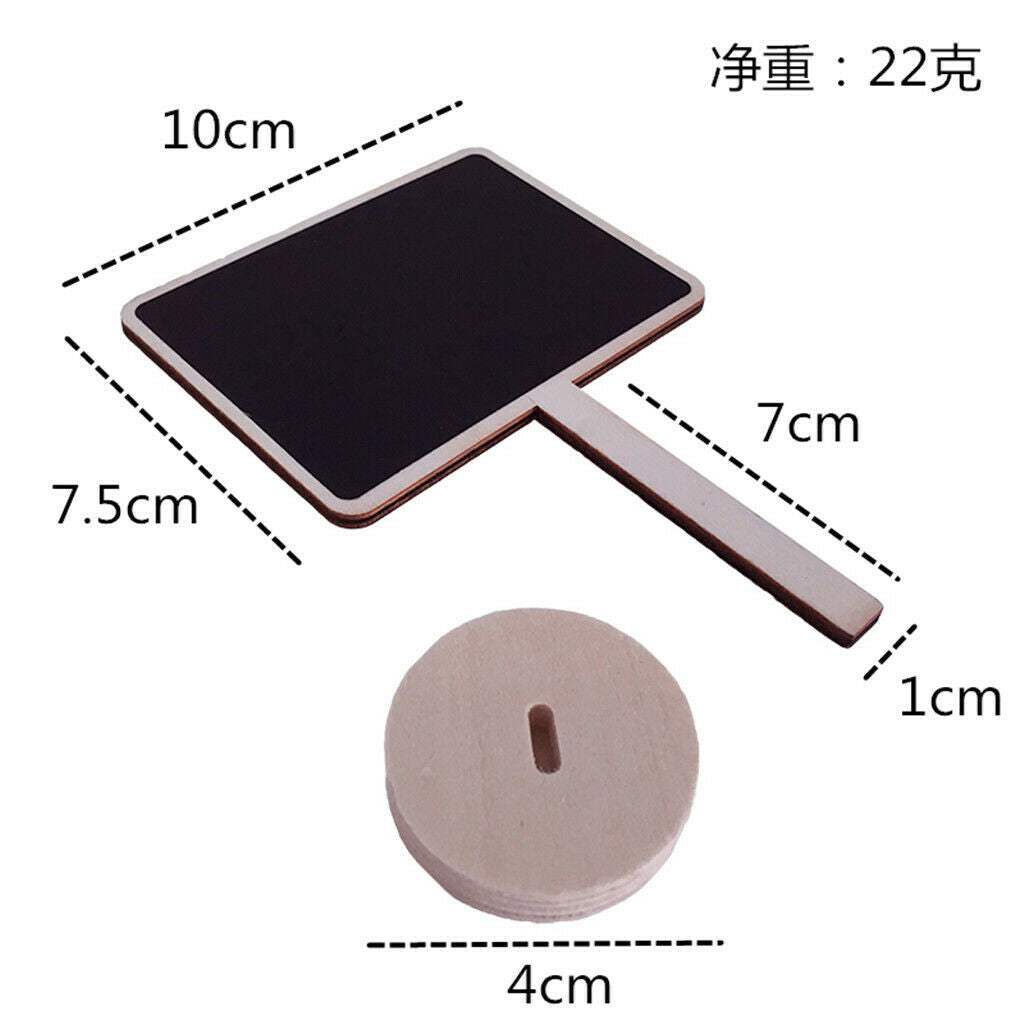 10 Pieces Rectangle Wood Blackboards Message Number Tag Place Card Holder Wooden