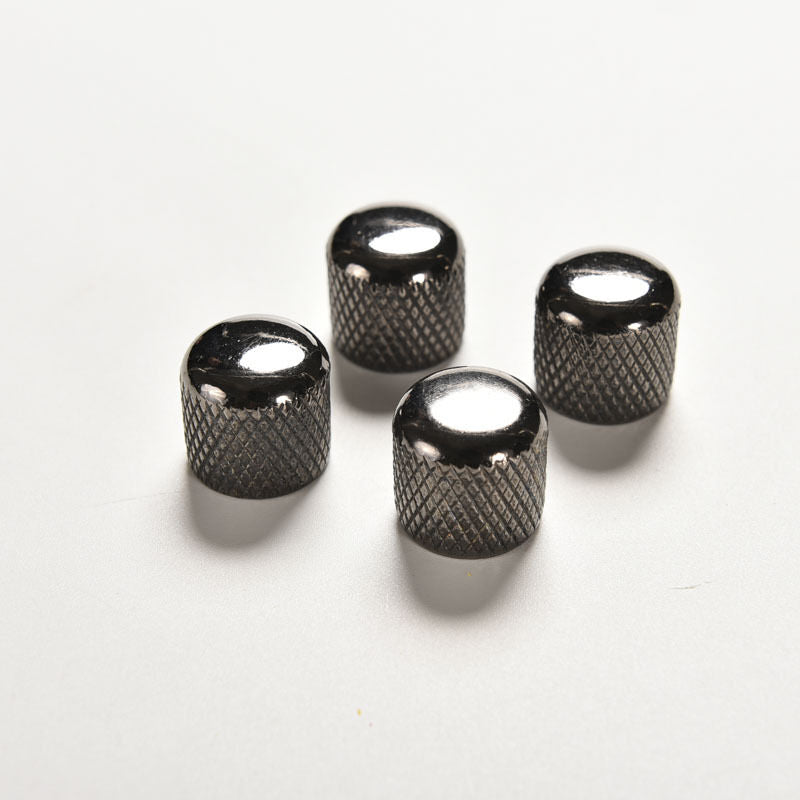 4x Black Metal Dome Volume Tone Control Knobs for Electric Push-on Guitar Bass B