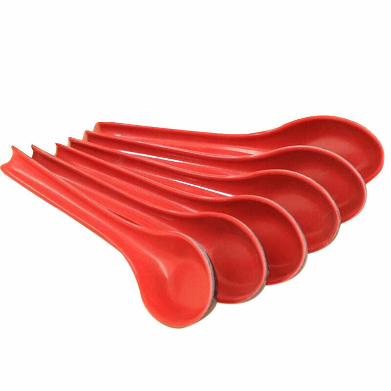 6PCS New Household Plastic Spoons With Long Handles Crocheted Noodle Soup Spo SJ