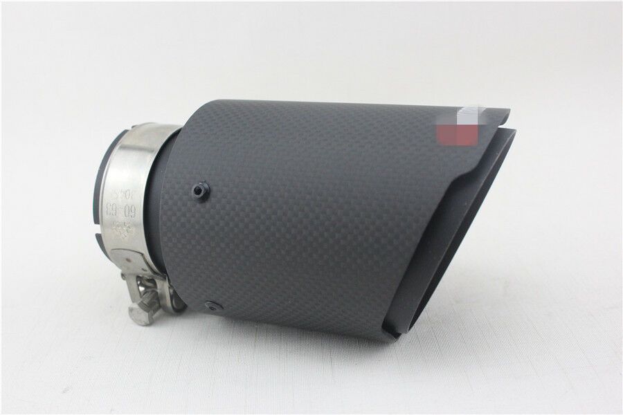 1x Real Carbon Fiber Auto Car Exhaust Pipe Tail Muffler End Tip 63mm In-89mm Out