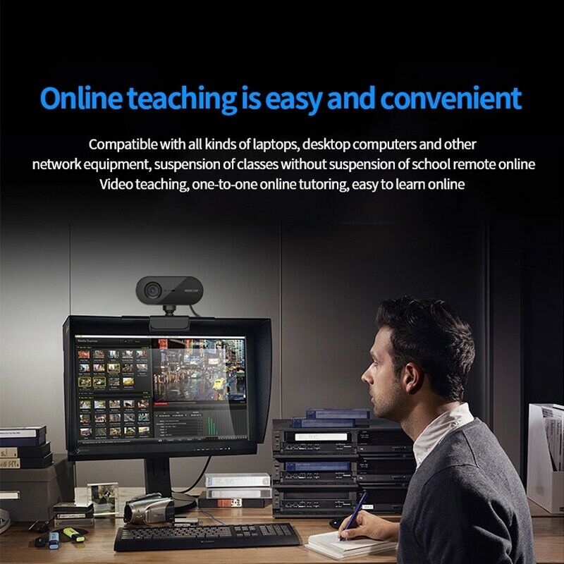 4X(2K Auto Focus  Webcam Built-in Microphone Video Call Camera Web Camera U3O9)