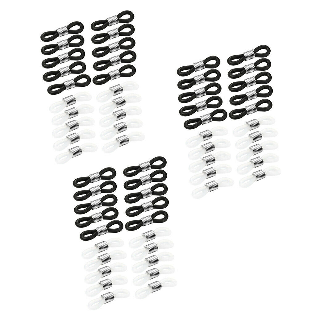 60 Lot Rubber Clasps for Glasses Holder Necklace Chain 22mm Black