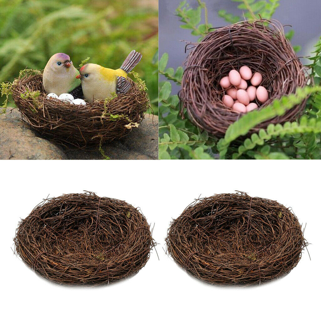 2x Nature Craft Brown Vine Bird Nest Small Birds Bedding Holiday Decoration