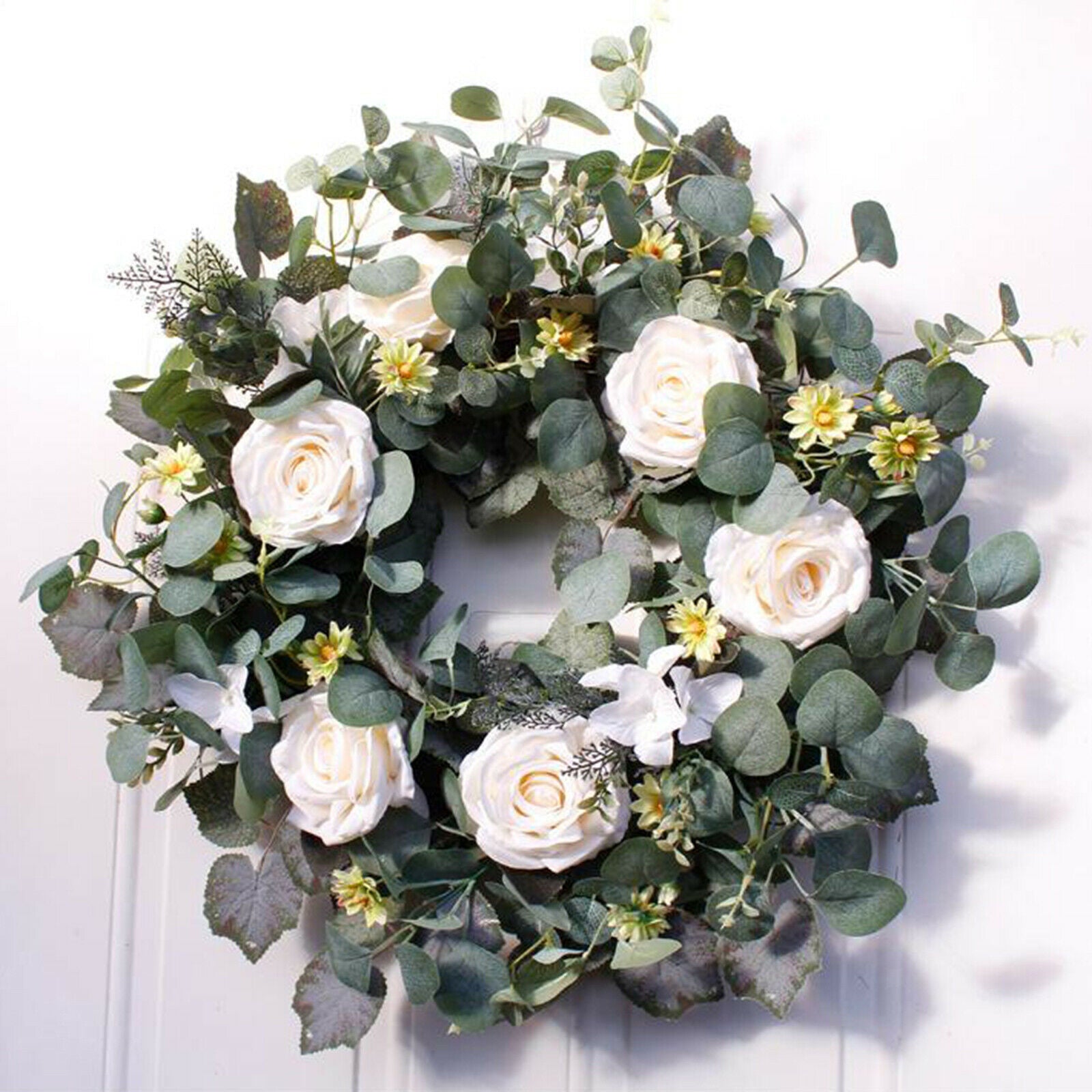 22" Easter Eucalyptus Wreath Front Door Leaves Flower Garland Spring Summers