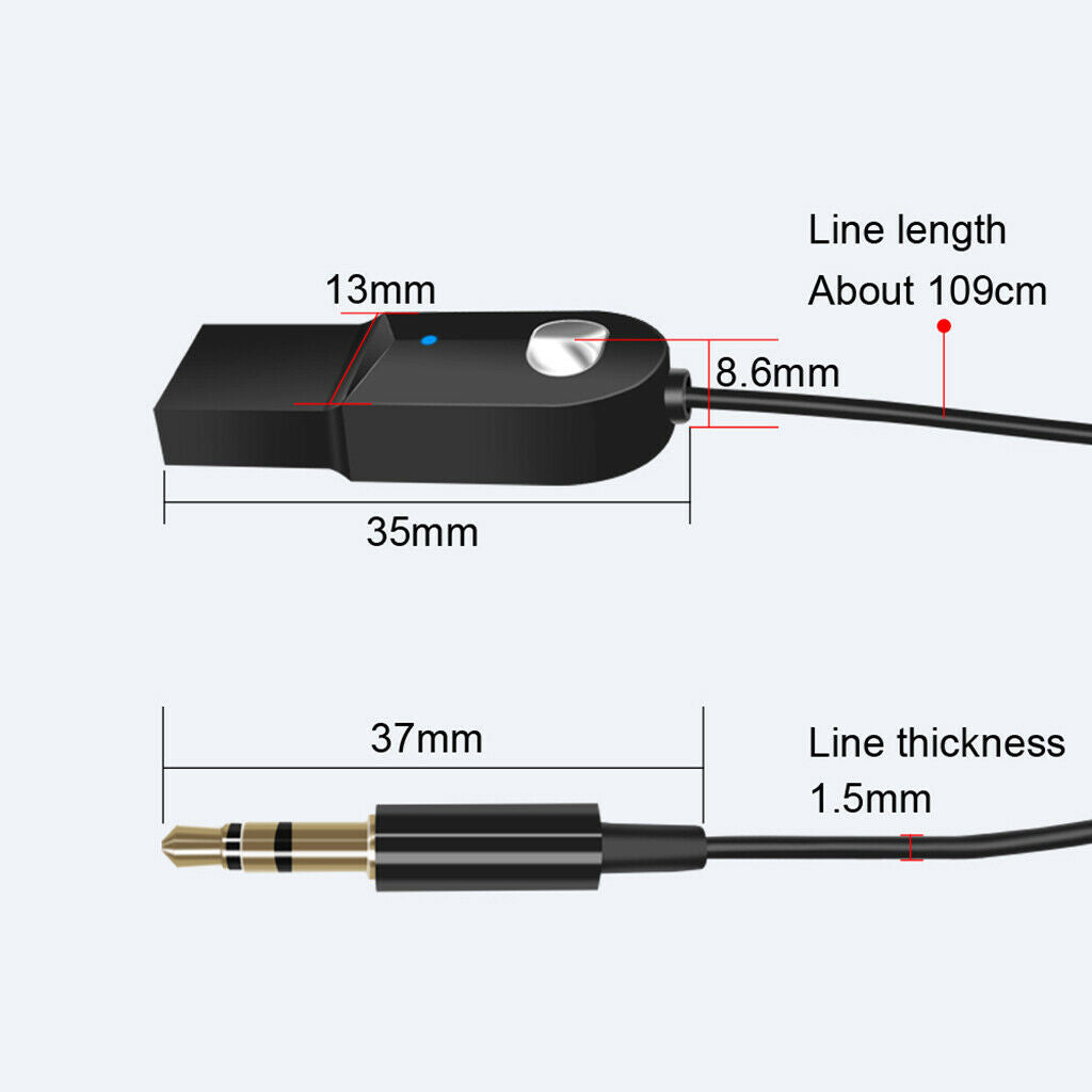 Portable USB Wireless Bluetooth 3.5 mm Audio Music Receiver Adapter AUX Car