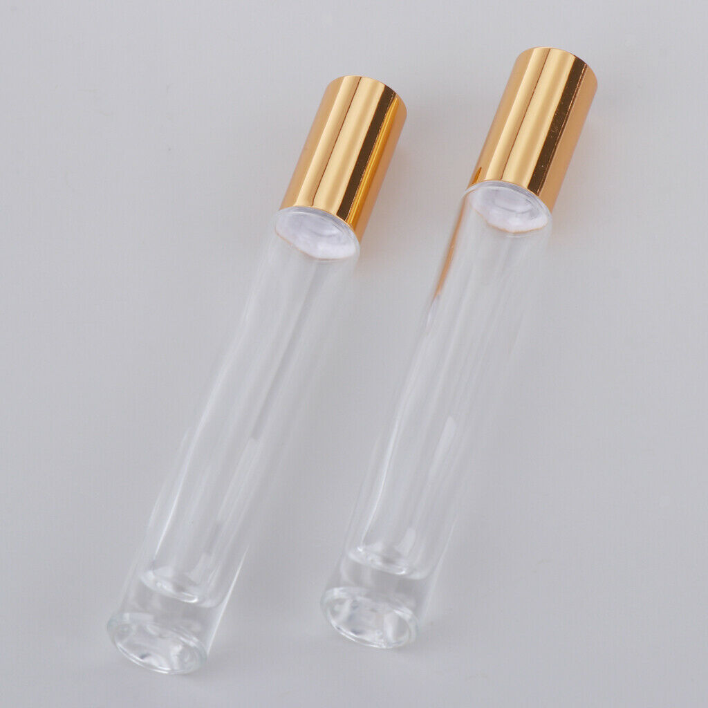 2X 10ml Empty Glass Perfume Essential Oil Roller Ball Bottles Cases Holder