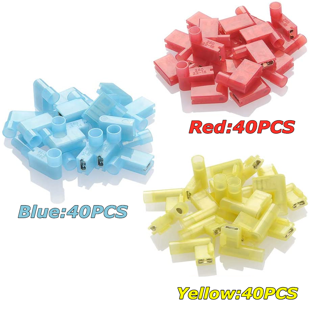 120PCS Nylon Female Flag Terminals RIght Angle Electrical Connector 22-10 Ga