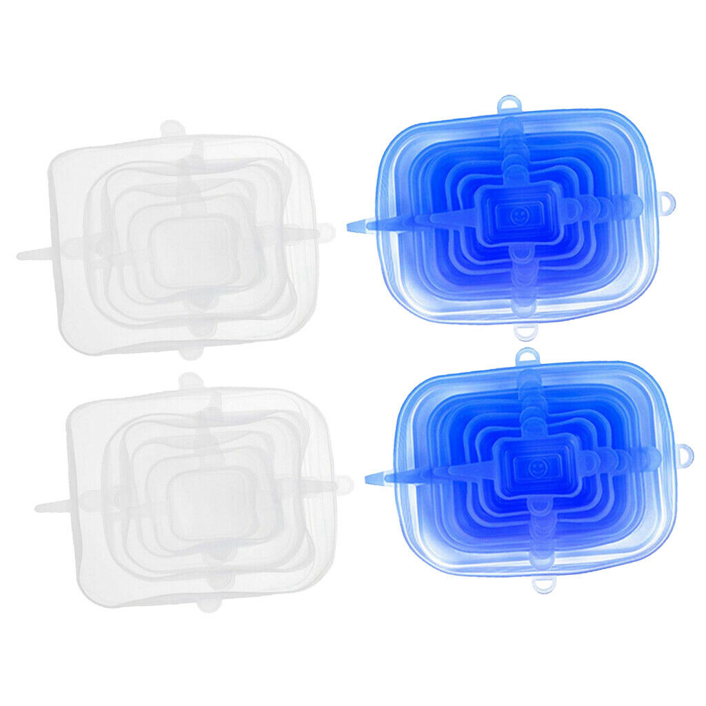 24x Universal Silicone Stretch Lids Round Food Storage Covers for Bowl Pots