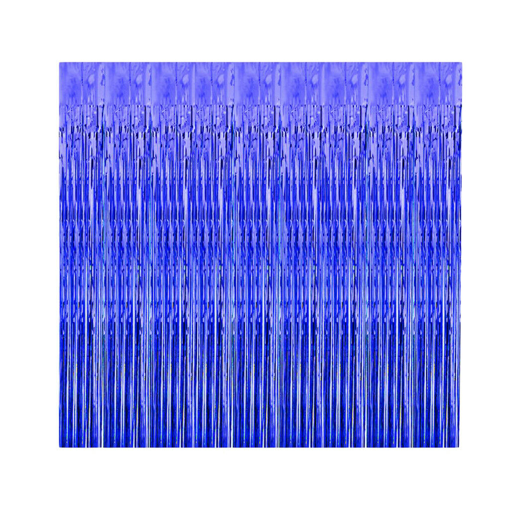 Metallic Tinsel Foil Tassel Curtains Party backdrops Decoration Blue