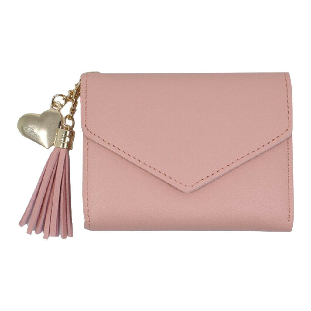 Womens Fashion Trifold Wallet Leather Coins Multi Card Wallet Light Pink