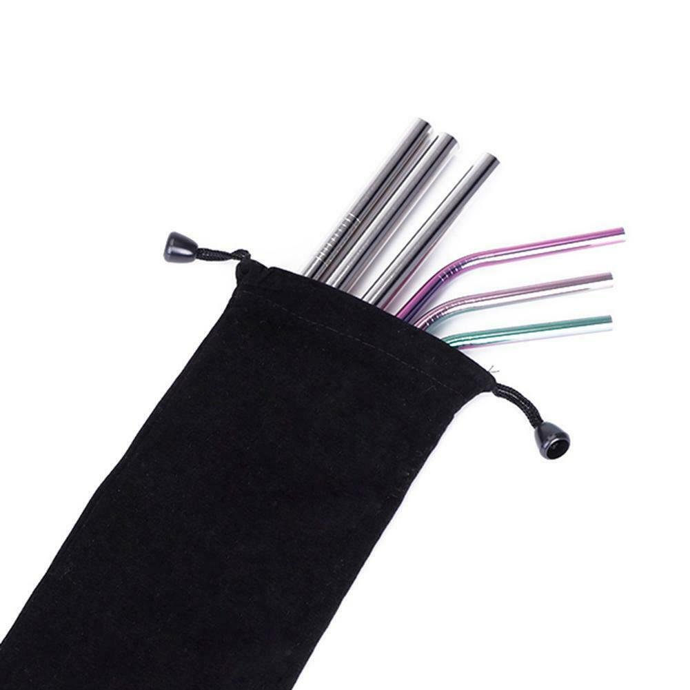 1pc Reusable Cloth Bag Carrying Case Pouch for Drinking Straws Stainless Steel