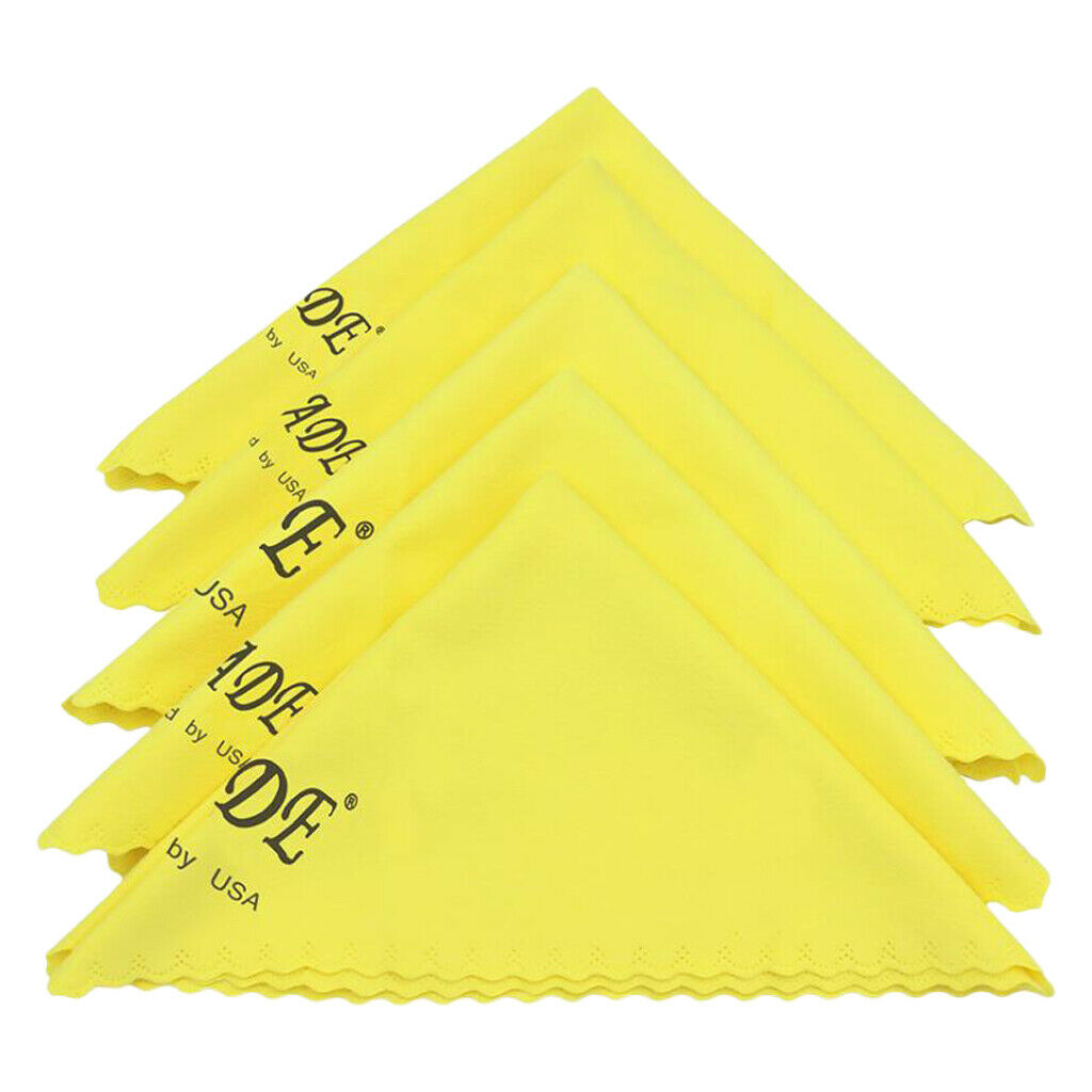5Pcs Cleaning Polish Wipe Cloth for Musical Instrument Guitar Violin Yellow