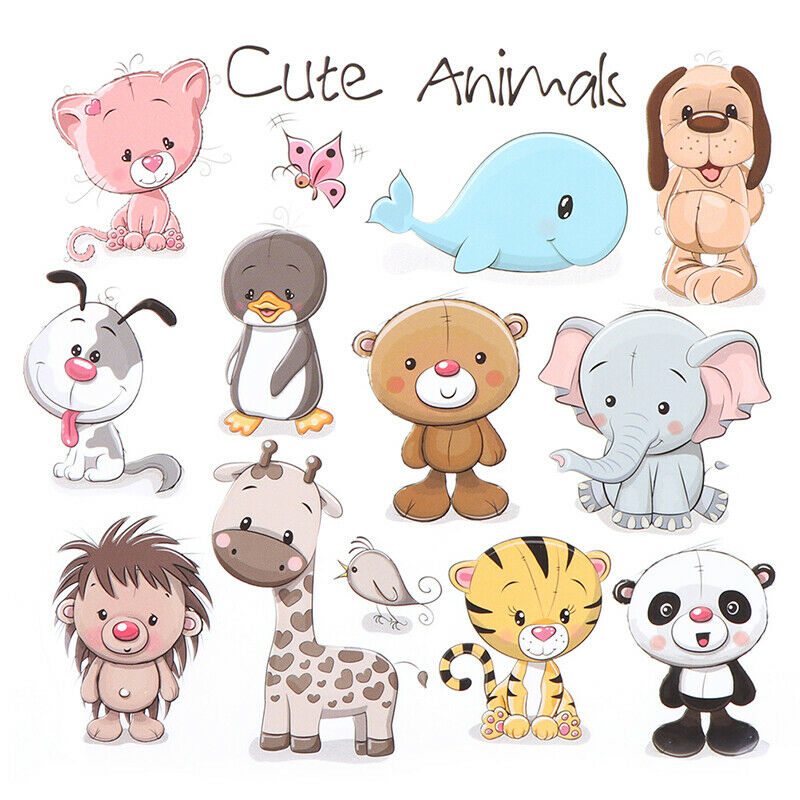 Cute Animals Iron on Patches Washable Heat Transfer Stickers T-shirt Applique WF