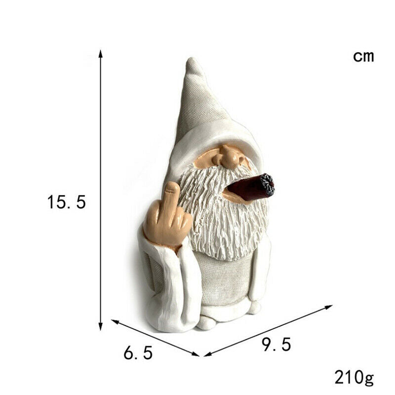 Funny Dwarf Garden Sculpture Ornaments Scornful Wizard Gnome Statue Decorati XC