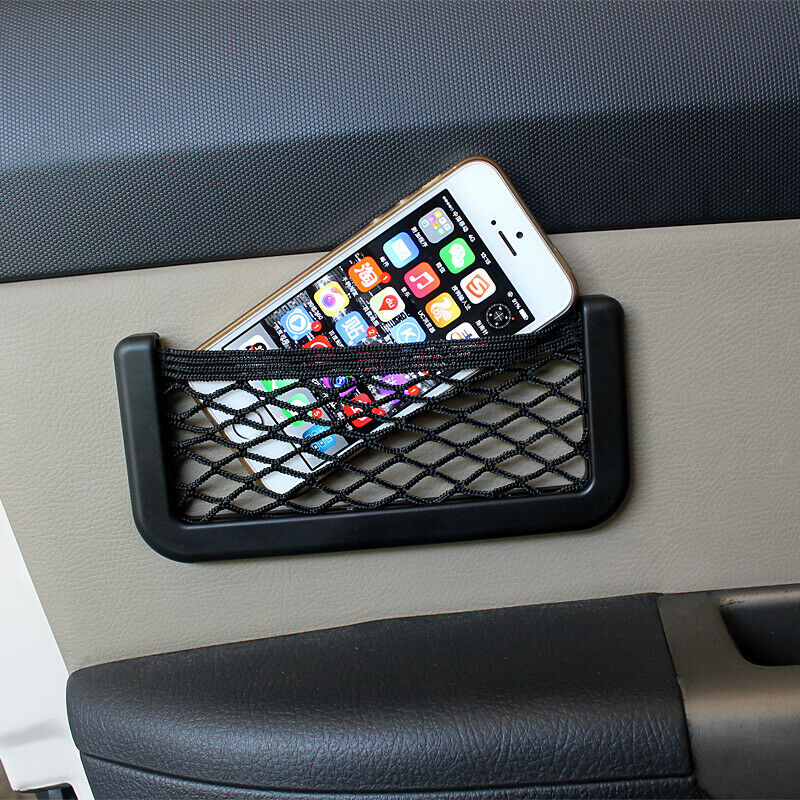 1Pc Car Seat Side Back Storage Net Bag Phone Holder Pocket Organizer Accessories