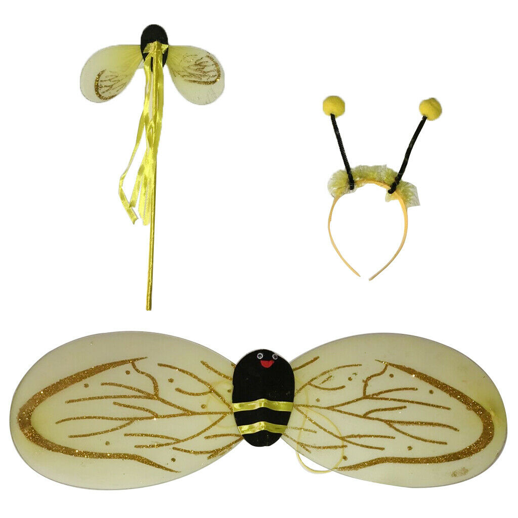 3x Bumble Bee Honey Girls Toddler Fairy Halloween Fancy Dress Party Costume