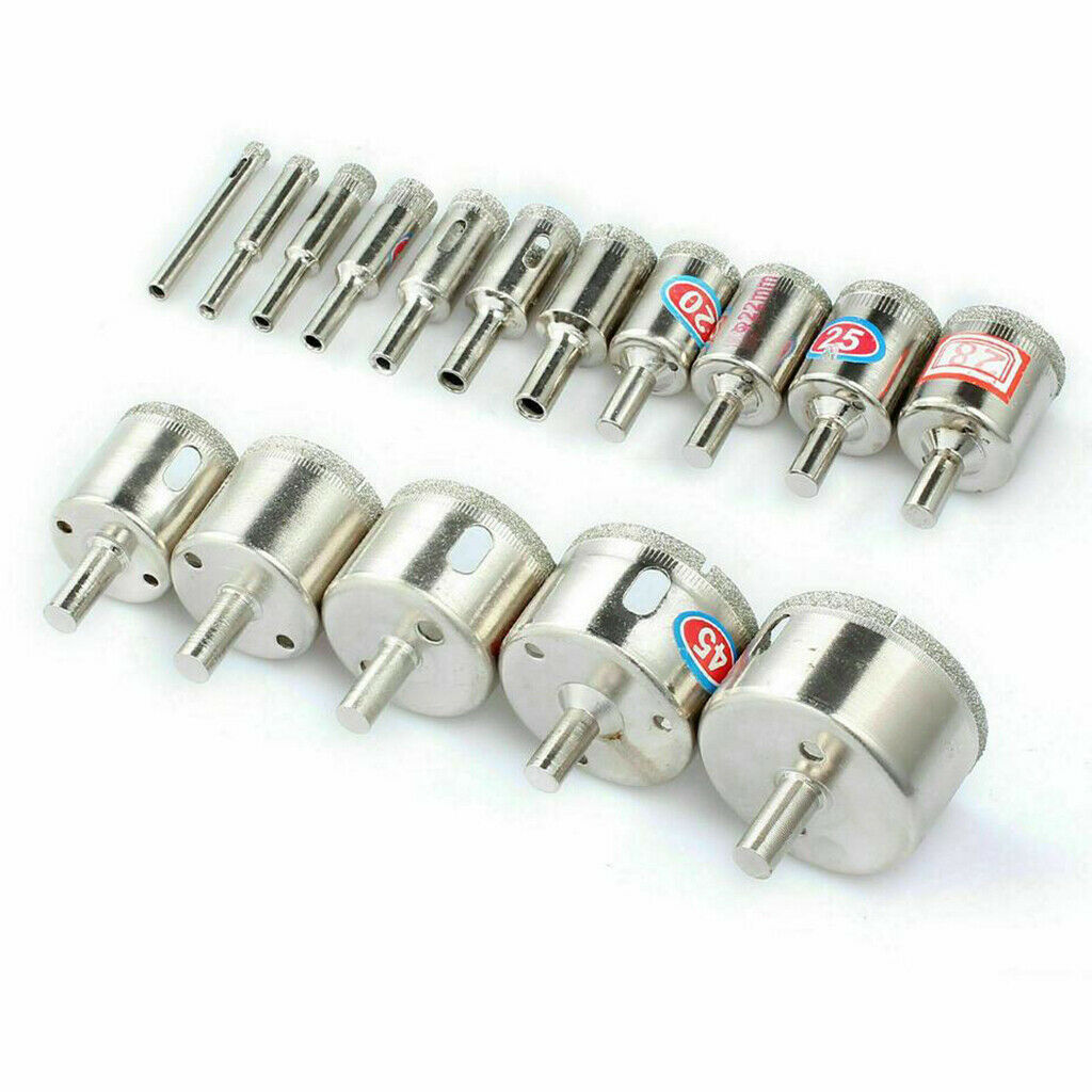 16PC Diamond Holesaw set Holes Saw Drill Bit Glass Marble Ceramic Cutter Tile