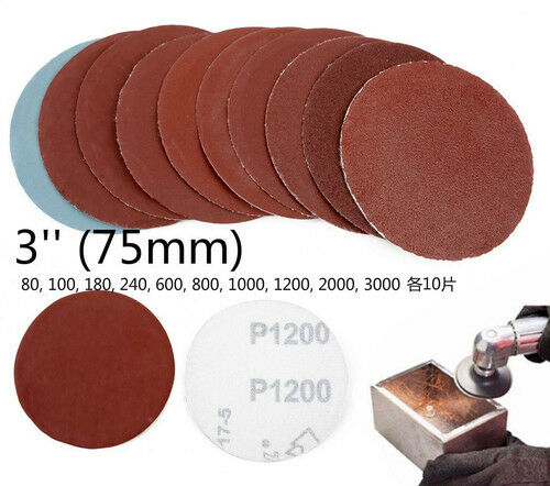 100pcs 3inch 75mm Mixed Grit Discs Sanding Auto Car Polishing Pads Sandpaper Kit
