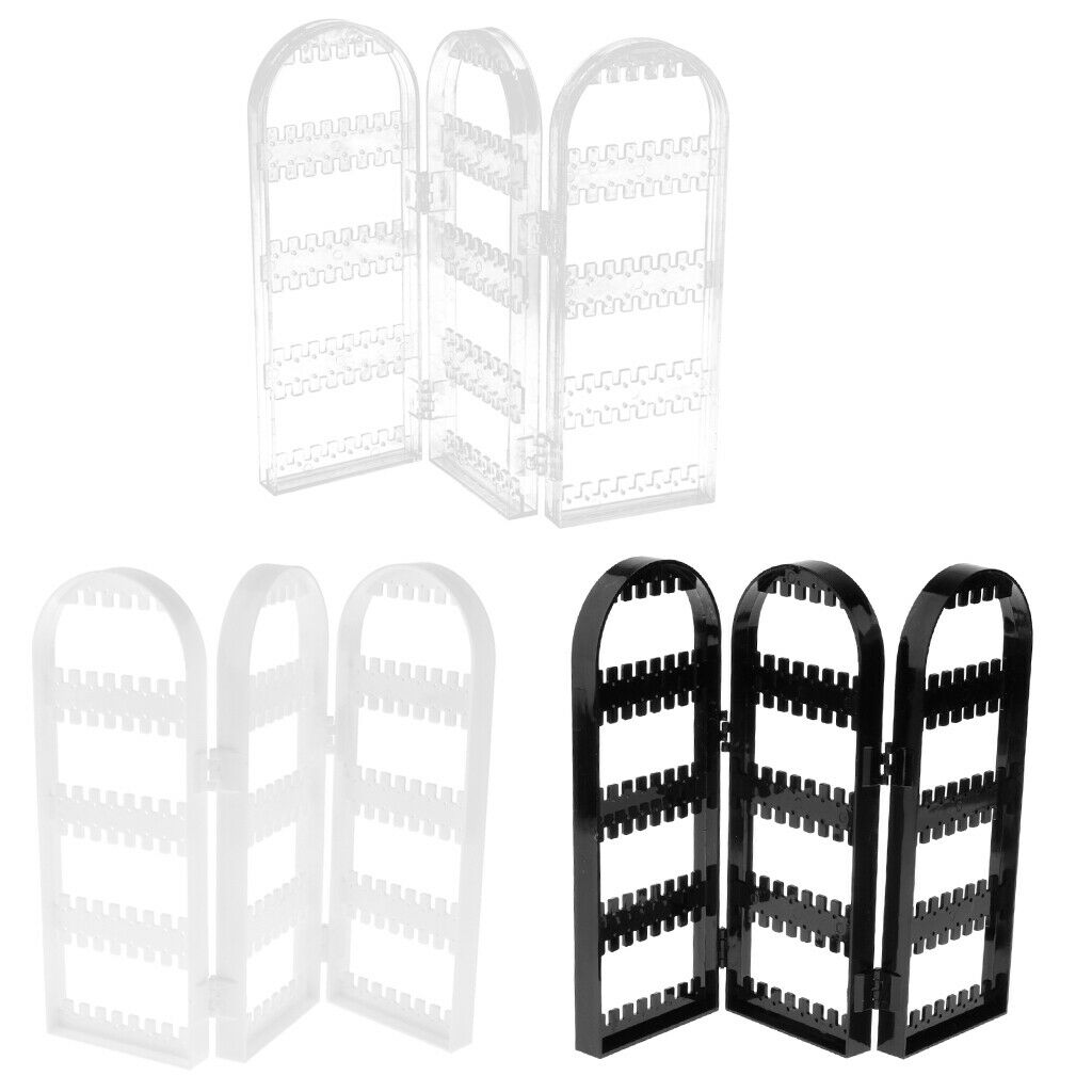 Earring Holder Folding Jewelry Rack for Ear Stud Earring Necklace 3 Transparent