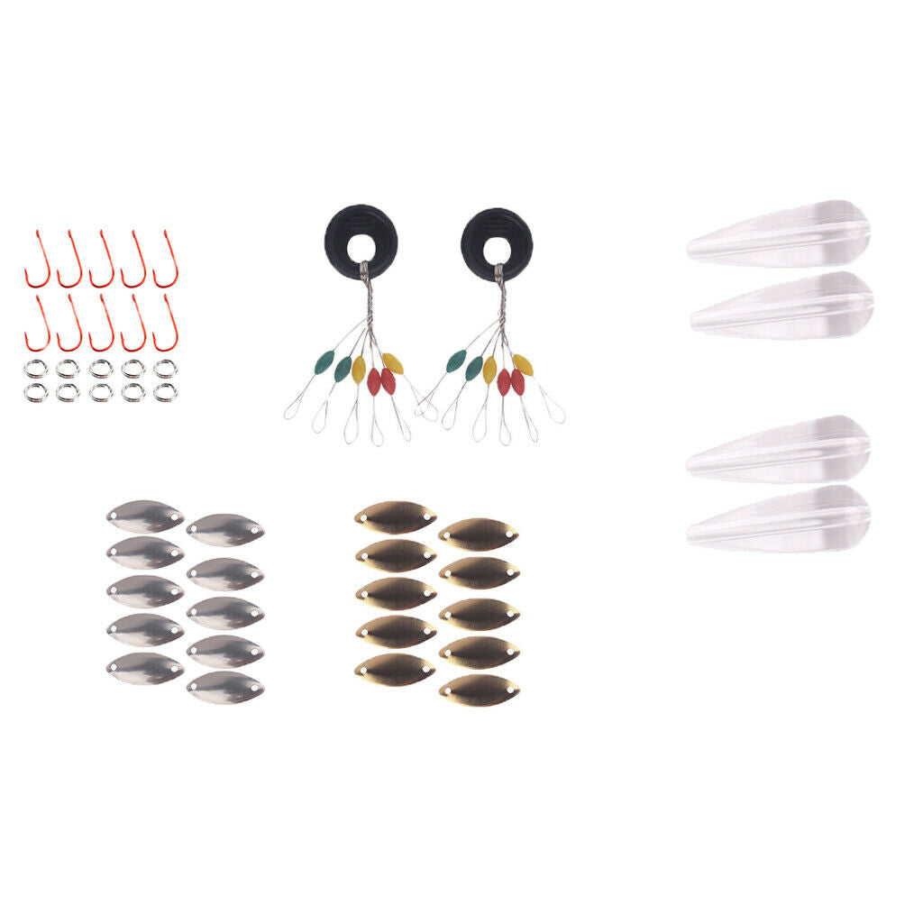 48pcs Fishing Accessories Tackle Box with Spoon Sbirolino Floats Hook Rings