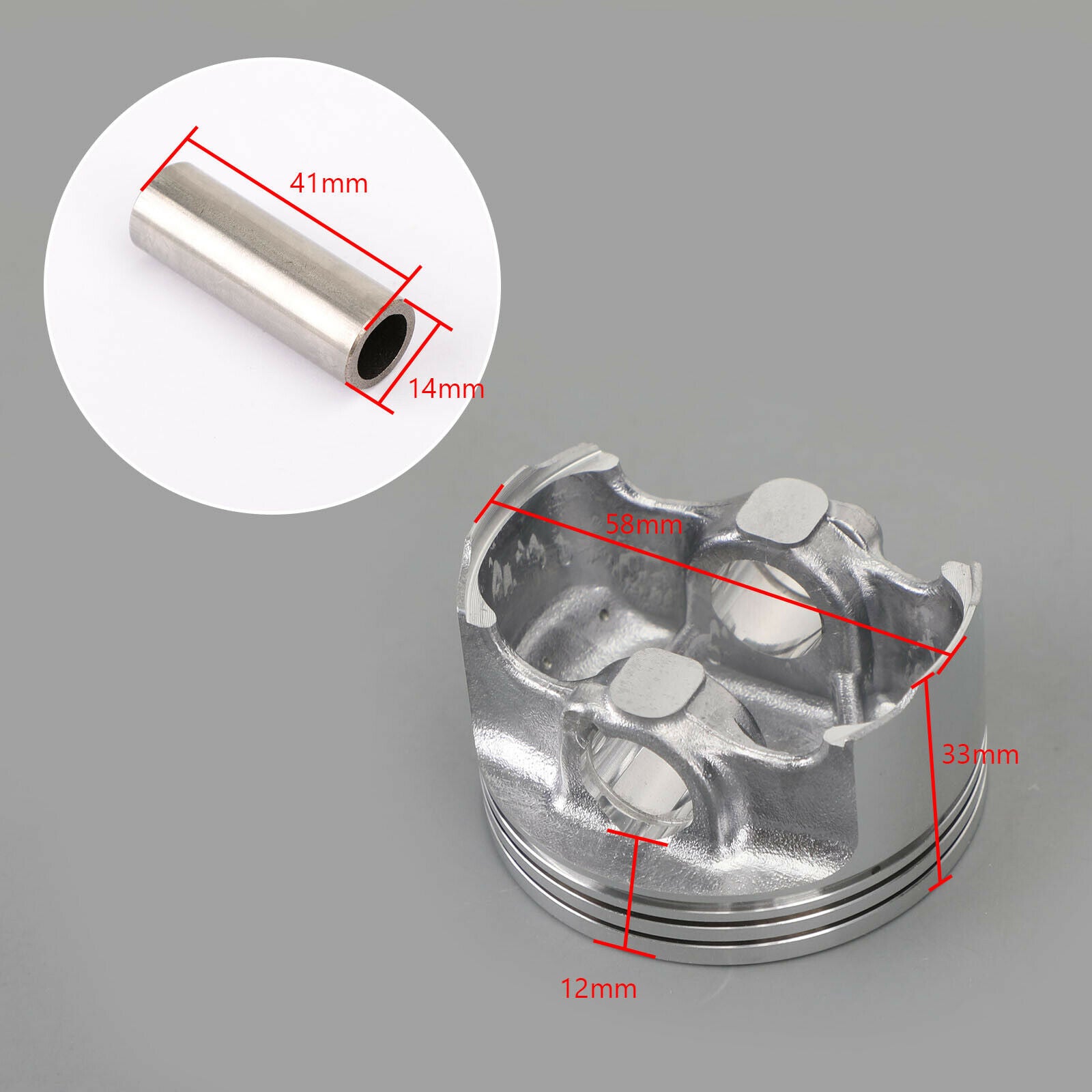 Piston Kit & Rings Set +1.00 58.00mm Fit for Yamaha YZF-R15 FZ 150 155cc 11-18