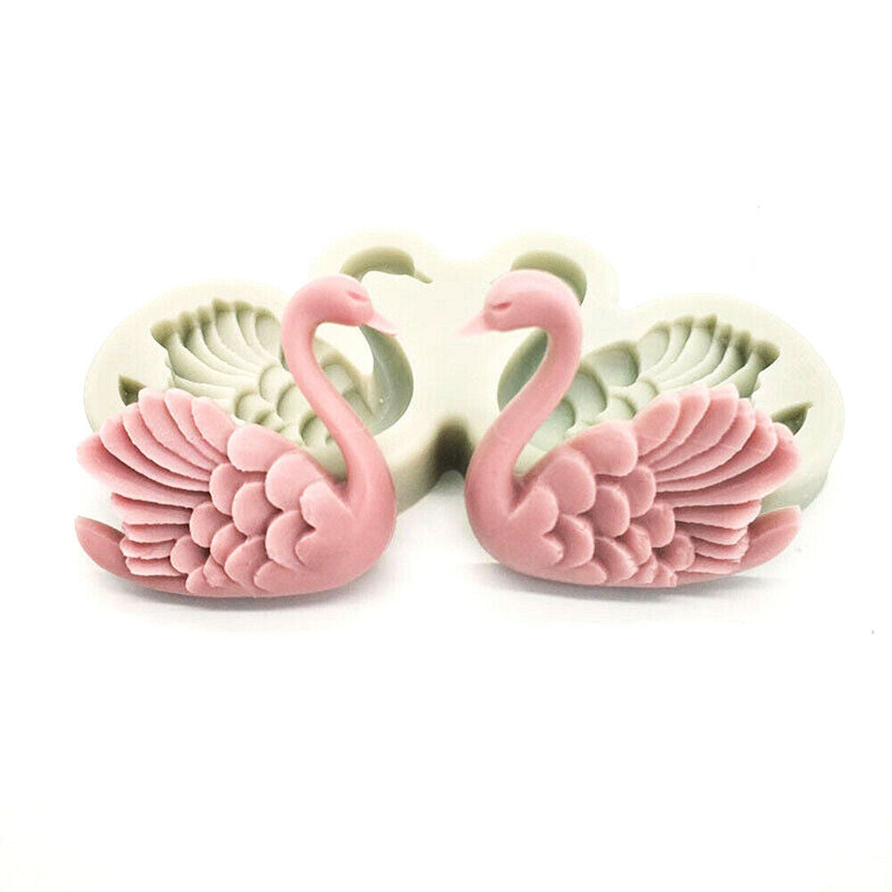 2 Swan Silicone Mould Fondant Cake Sugarcraft Mold Wedding Chocolate Baking Tool