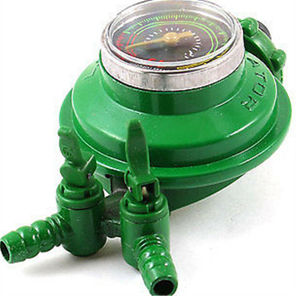 1 Pc 1 Inlet 2 Outlet Liquefied LGP Gas Gauge Pressure Regulator Green