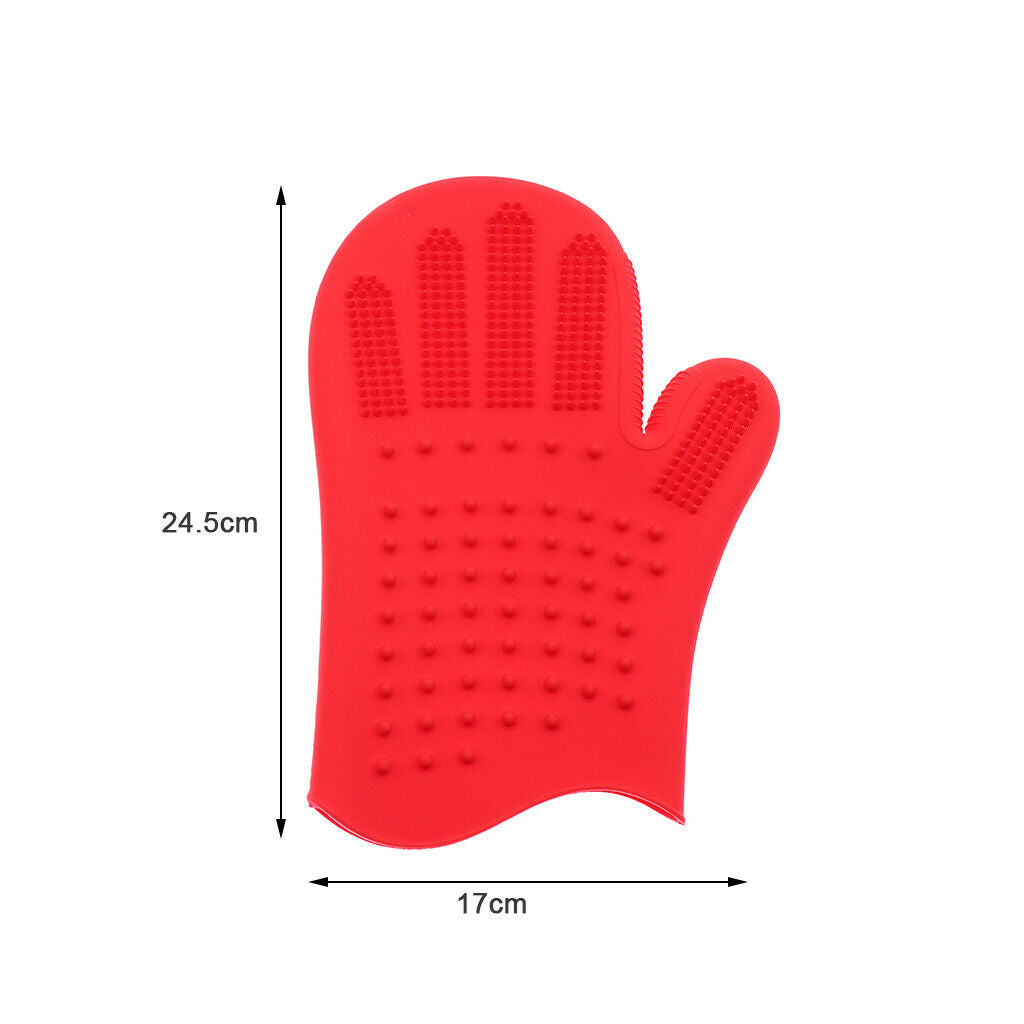 1Pcs Pet Cat Dog Bath Cleaner Grooming Glove Brush Hair Remover Red