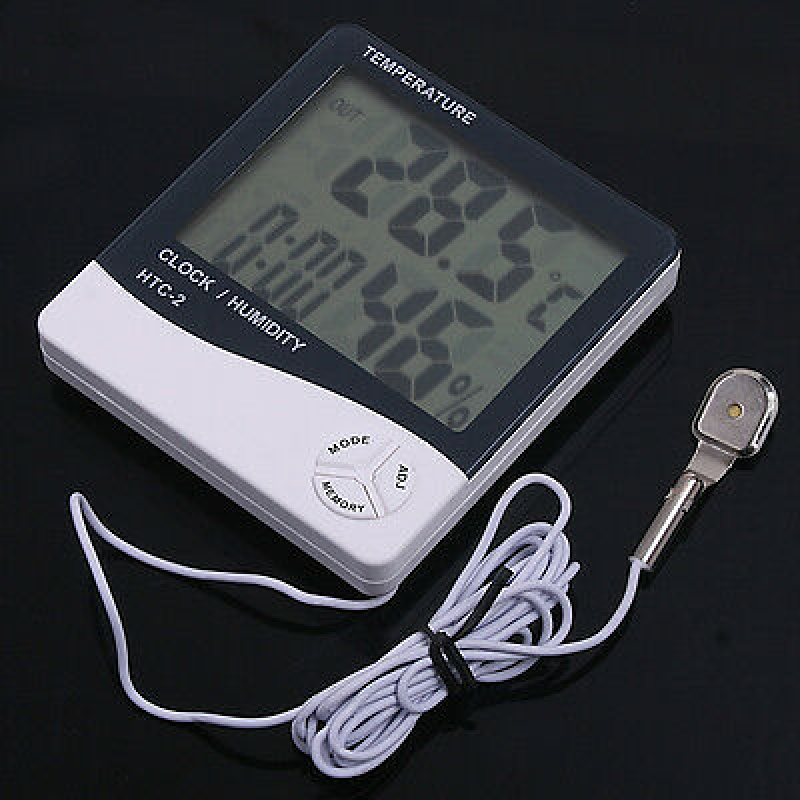 Htc-2 New Lcd Digital Electronic Thermometer Dual Thermo-Hygrometer Clock