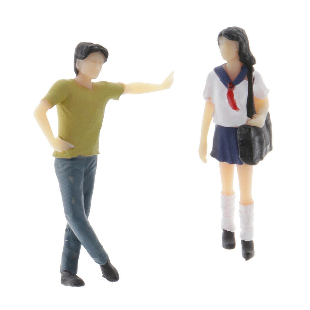 2x Standard Scale Uniform School Student Figures Miniatures Layouts 1/64 S