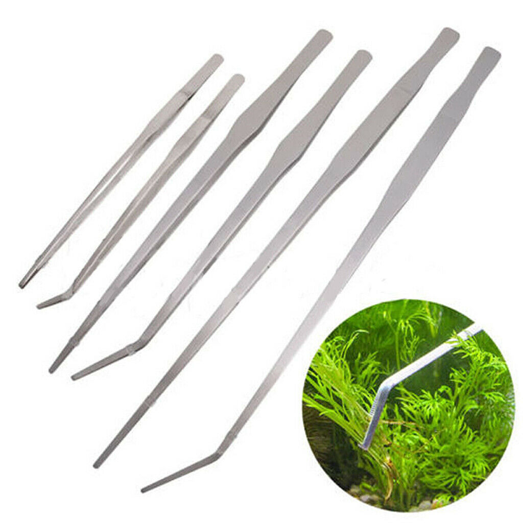 Aquarium Live Plant Tank Curved Long Tong Stainless Steel Tweezer 27cm