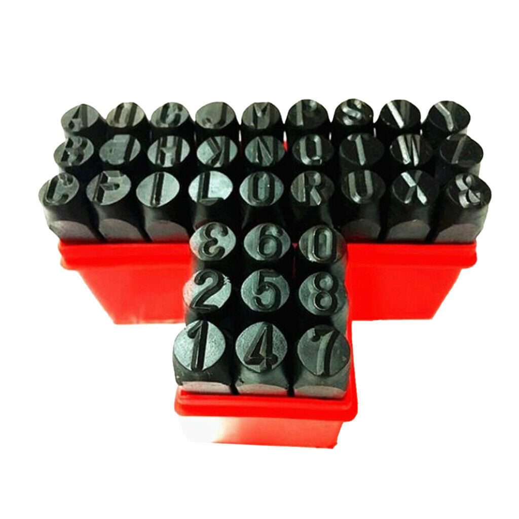 36PC 8mm STEEL METAL LETTER & NUMBER STAMP PUNCH STAMPING STAMPER TOOL SET