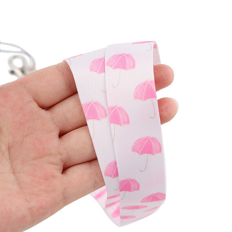 Rainy day pink umbrella mobile phone rope ID card tag key chain hanging r JYDFA