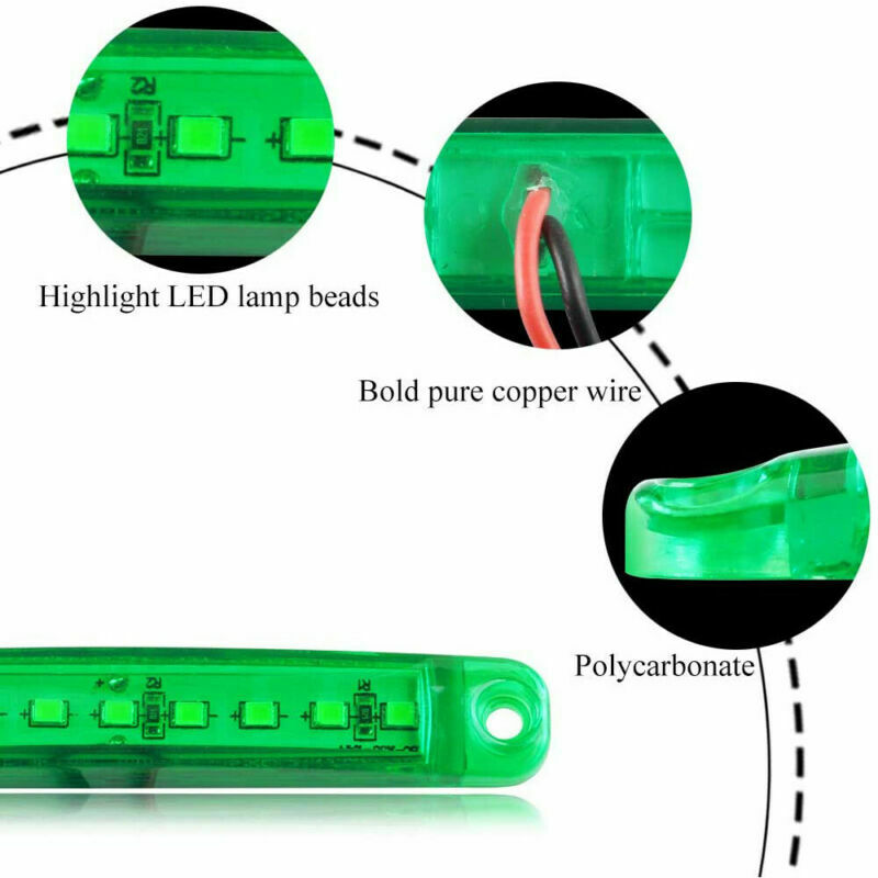 20X 9 LED 24V Sealed Side Marker Clearance Lights For Truck Trailer Lorry  Green
