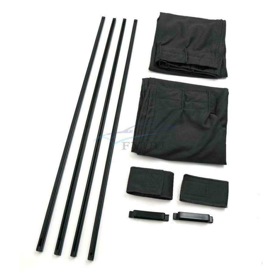 50cm×47cm Black Shrinkable Auto Rear Windshield Sun Side Window Curtains Set