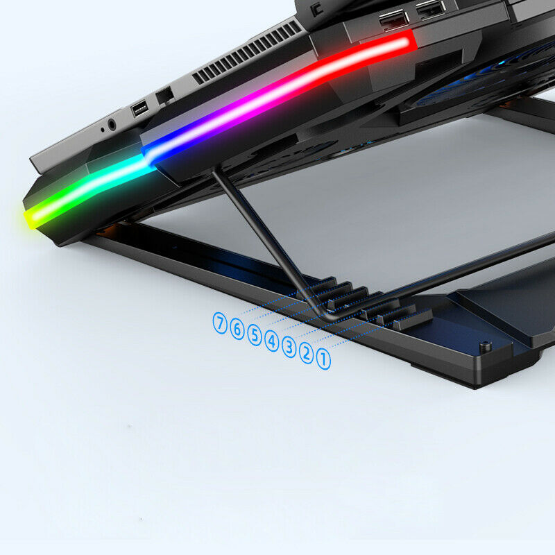 Cold Laptop RGB Cooling Pad 12-17 Inch Notebook Gaming Cooler Stand with 5 Fans