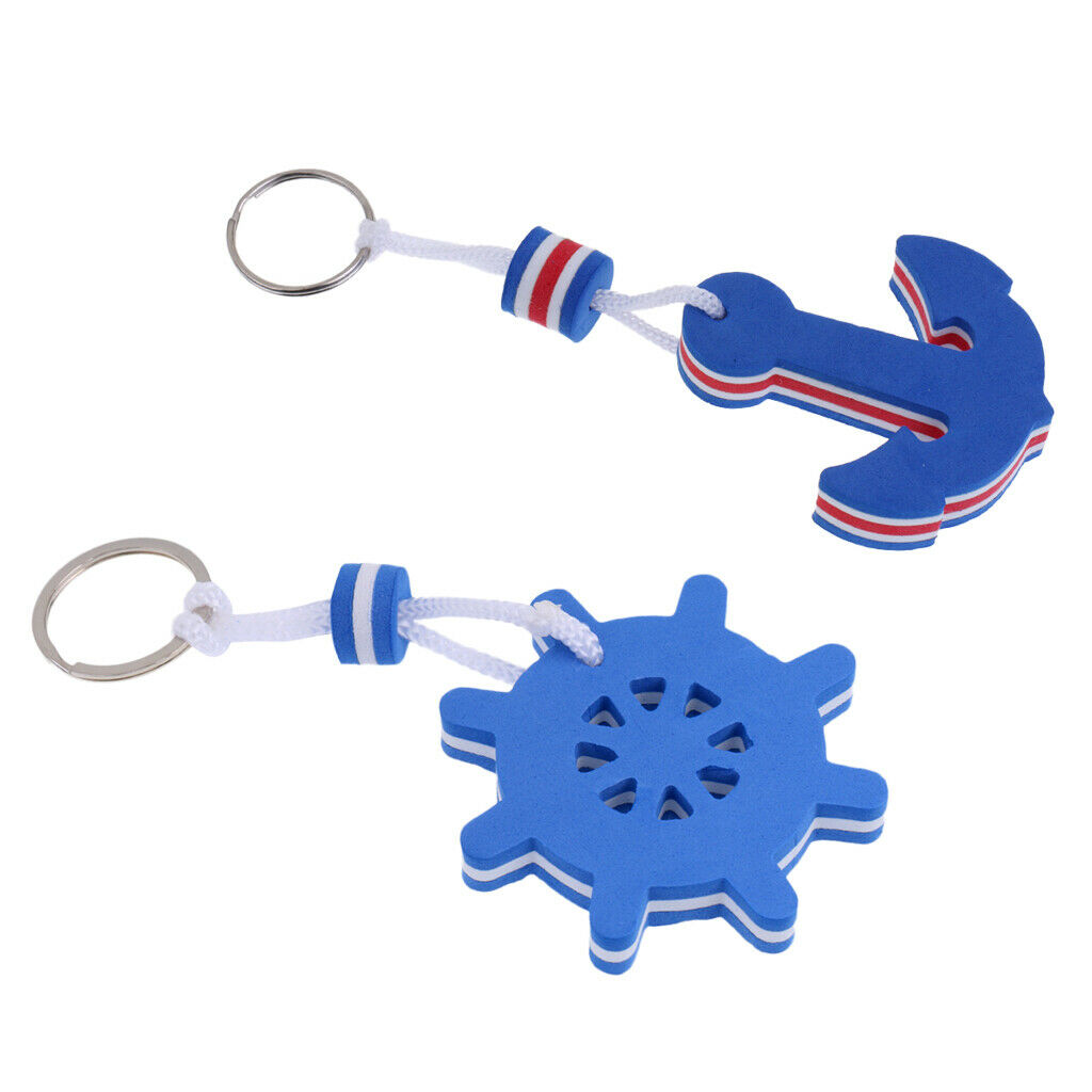 2 Pieces Yacht Boating Nautical Floating Keychain Keyring Key Ring Key Holder-
