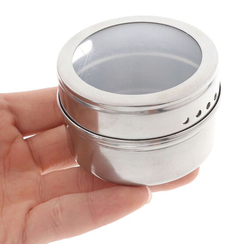 1PC Outdoor Spice Storage Container Jar Stainless Steel Tins With Clear  TtH FT