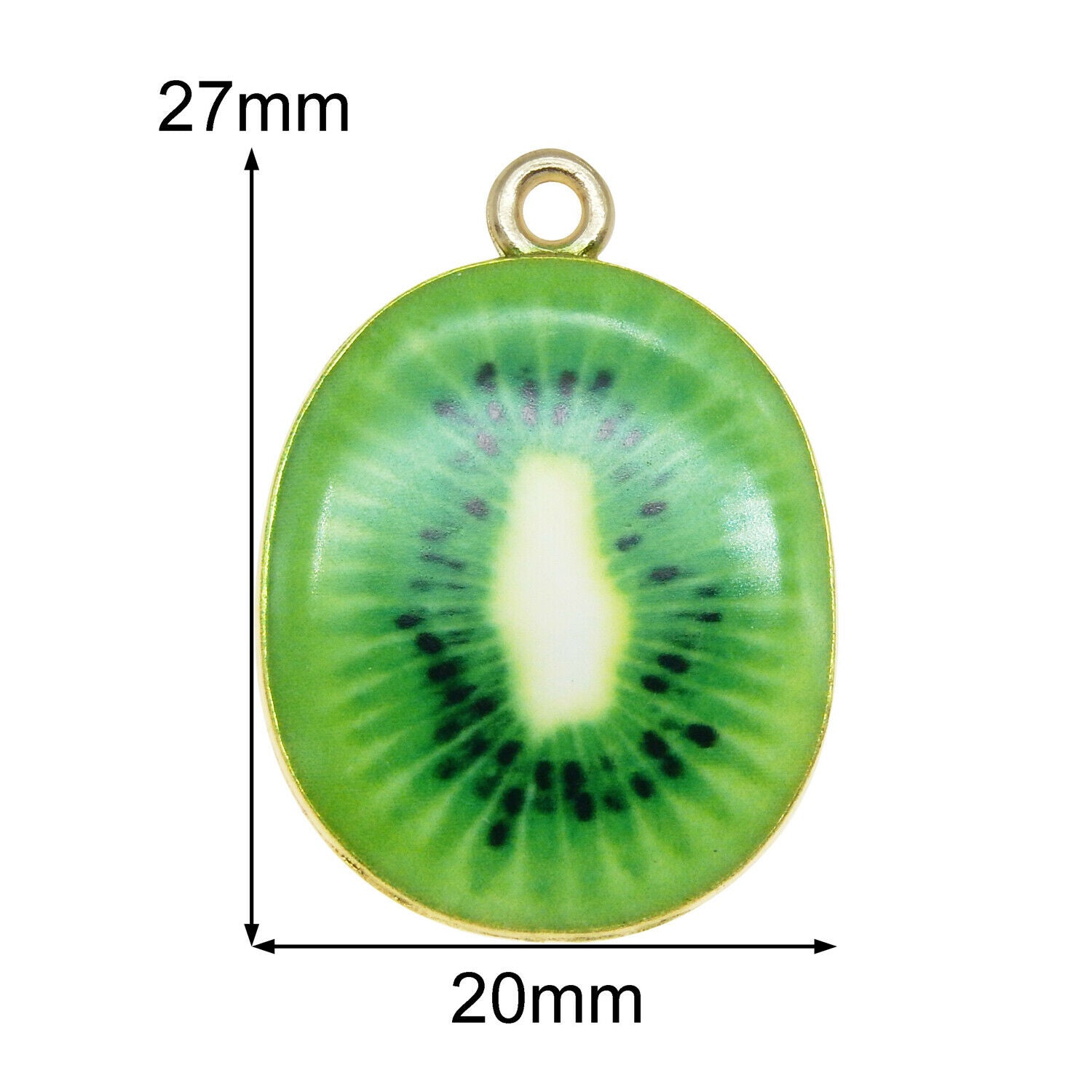 15PCS 27x20mm Alloy Enamel Green Kiwi Slice Fruit Charms Pendant DIY Findings