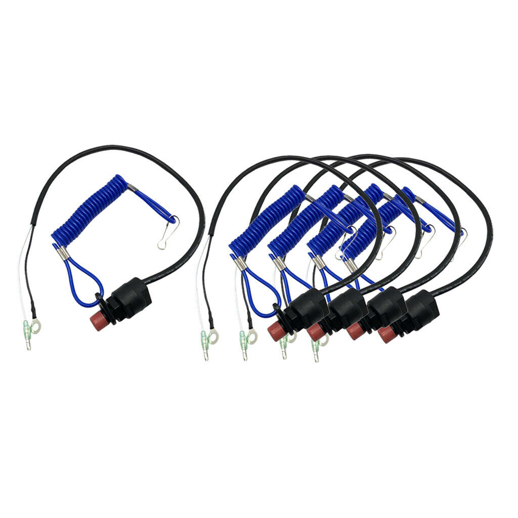 5Pcs Universal Boat Kill Stop Switch & Safety Tether Lanyard for Yamaha 12V
