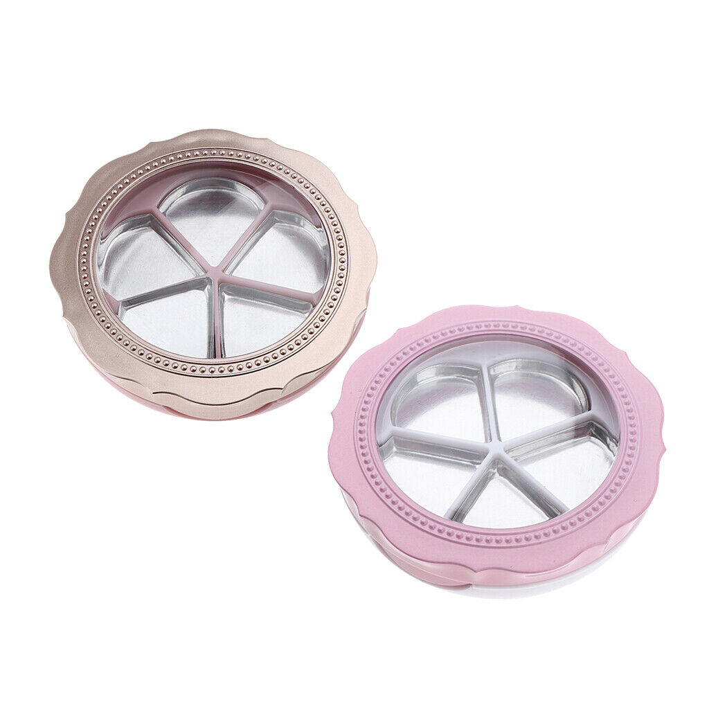 2 Count Empty Eyeshadow Containers with 5 Aluminum Pans Palette, DIY Eye Shadow