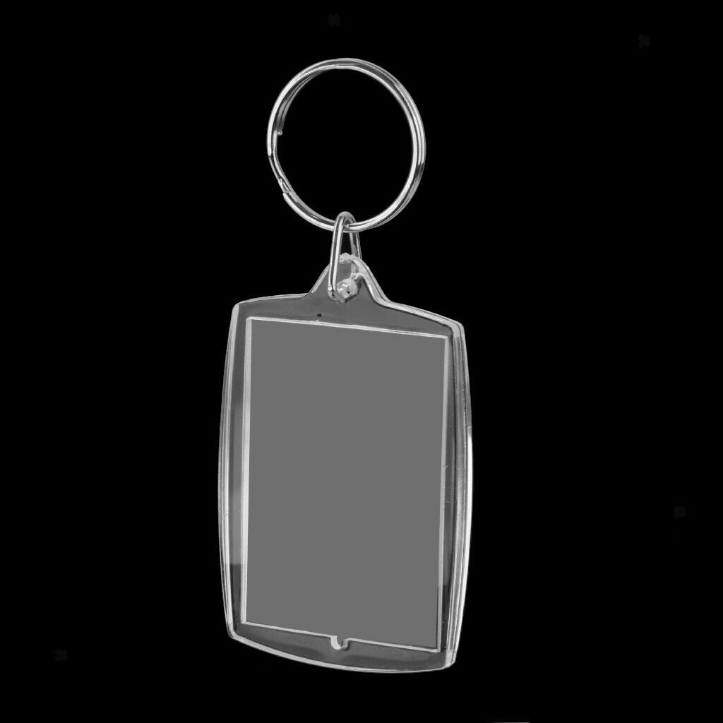 20 Clear Acrylic Hanging Trays with Keychain, Oblong, 40 X 56 Mm, Blank Photo