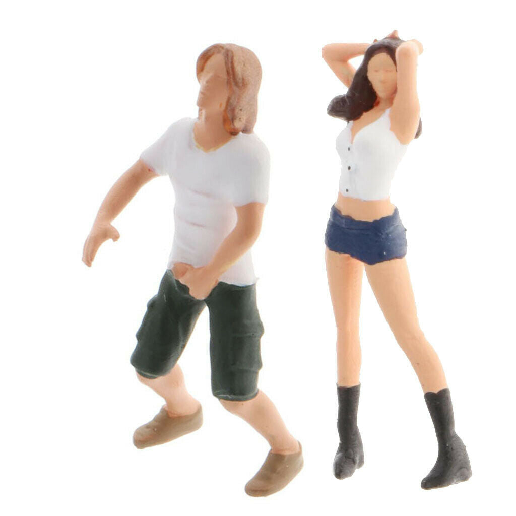 2x 1/64 Painted Street Scenario People Figures Men Women Building S Scale
